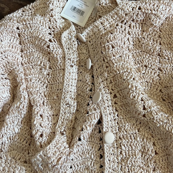 LoveShackFancy Junice Crop Cardigan in Sand - Picture 3 of 13